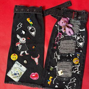 DIY Upcycled Boot Sleeve Set – Pins, Patches & Punk Storytelling Kit – Gift